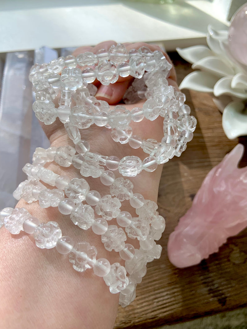 Clear Quartz Flower Bead Bracelets