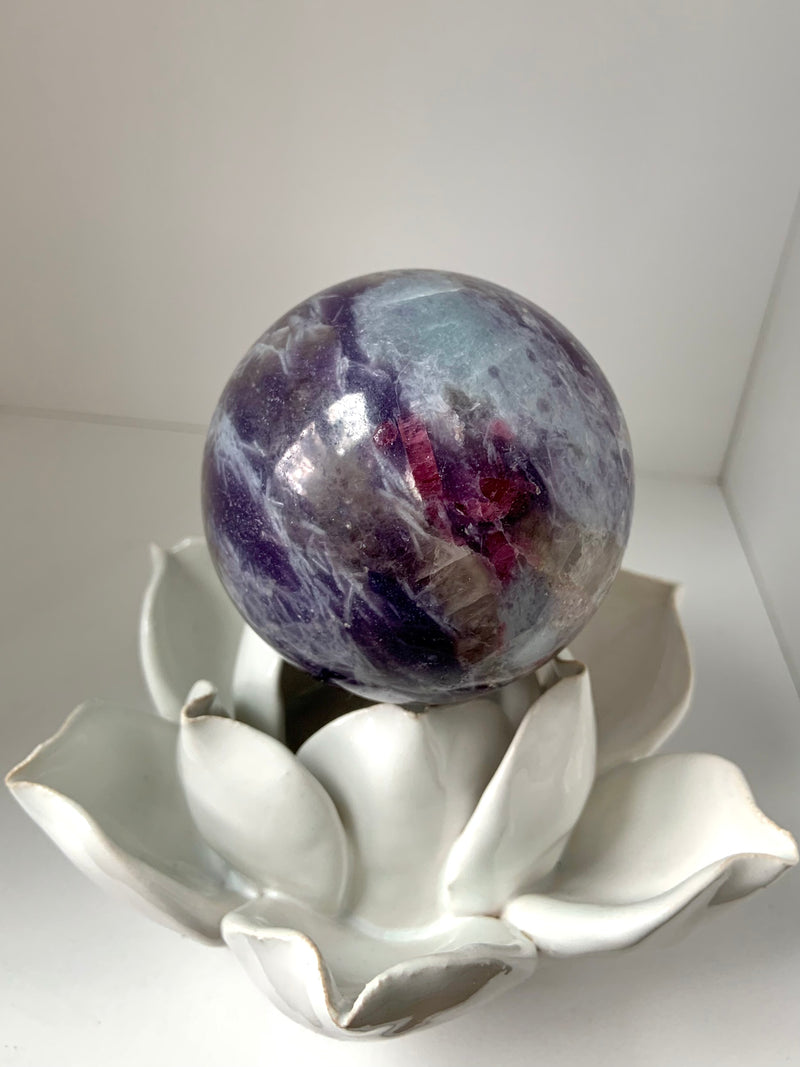 Rare Unicorn Stone Sphere with Aquamarine