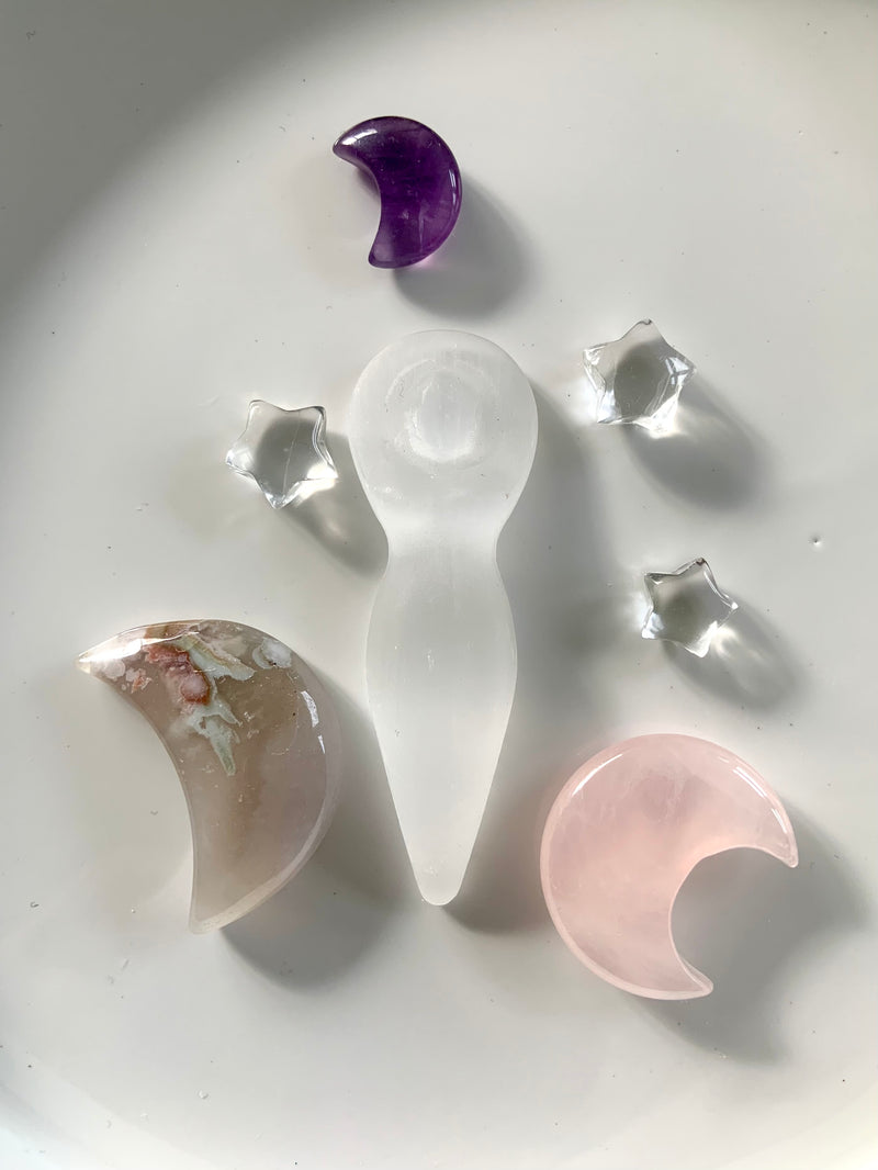 Custom Channeled Triple Moon Goddess Crystal Set