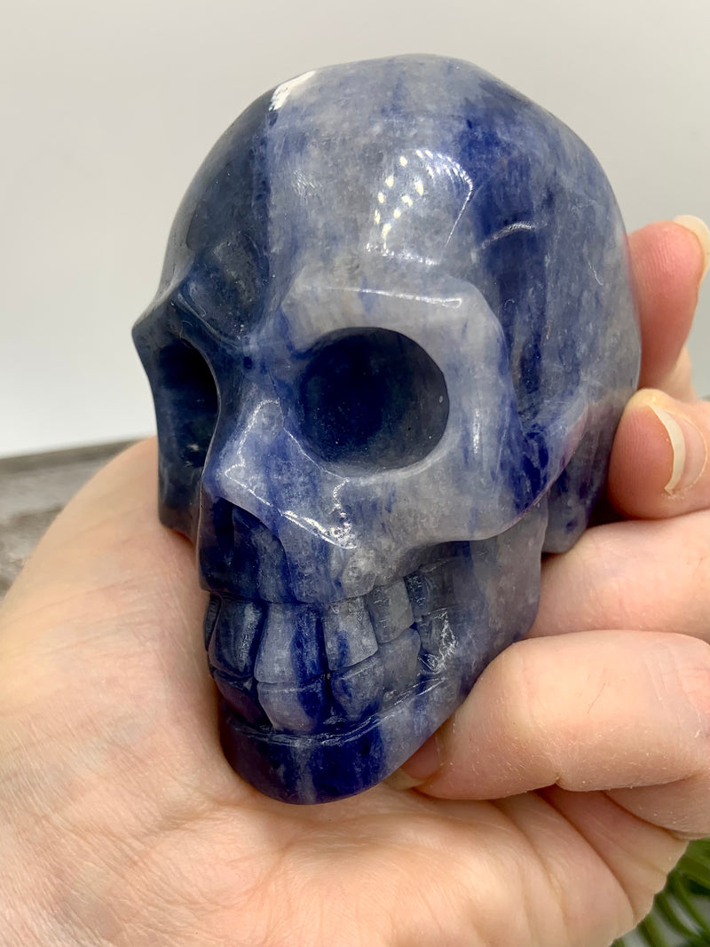 Deep Blue Sodalite Crystal Skull