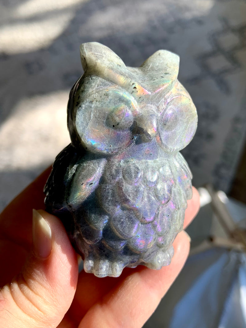 Purple Labradorite Owl