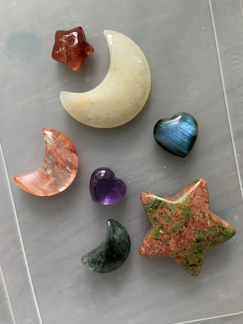 Colorful Crystal Moon, Star + Heart Crystal Confetti Set