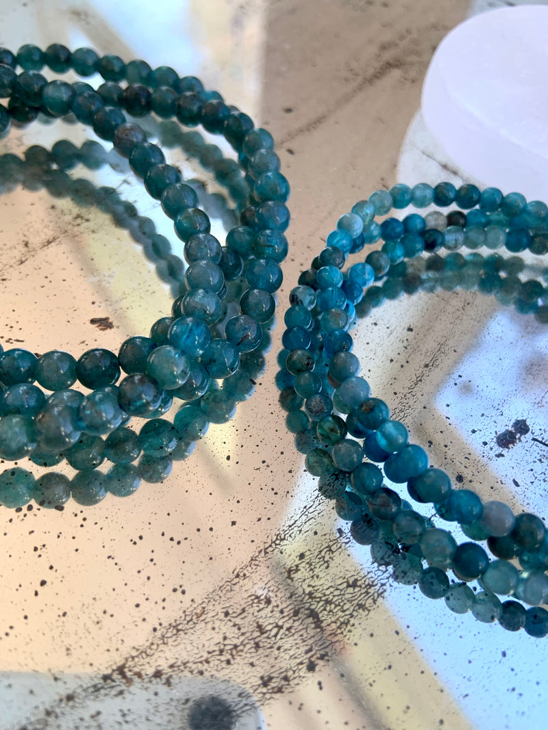 Blue Apatite Wrap Bracelet or Beaded Necklace