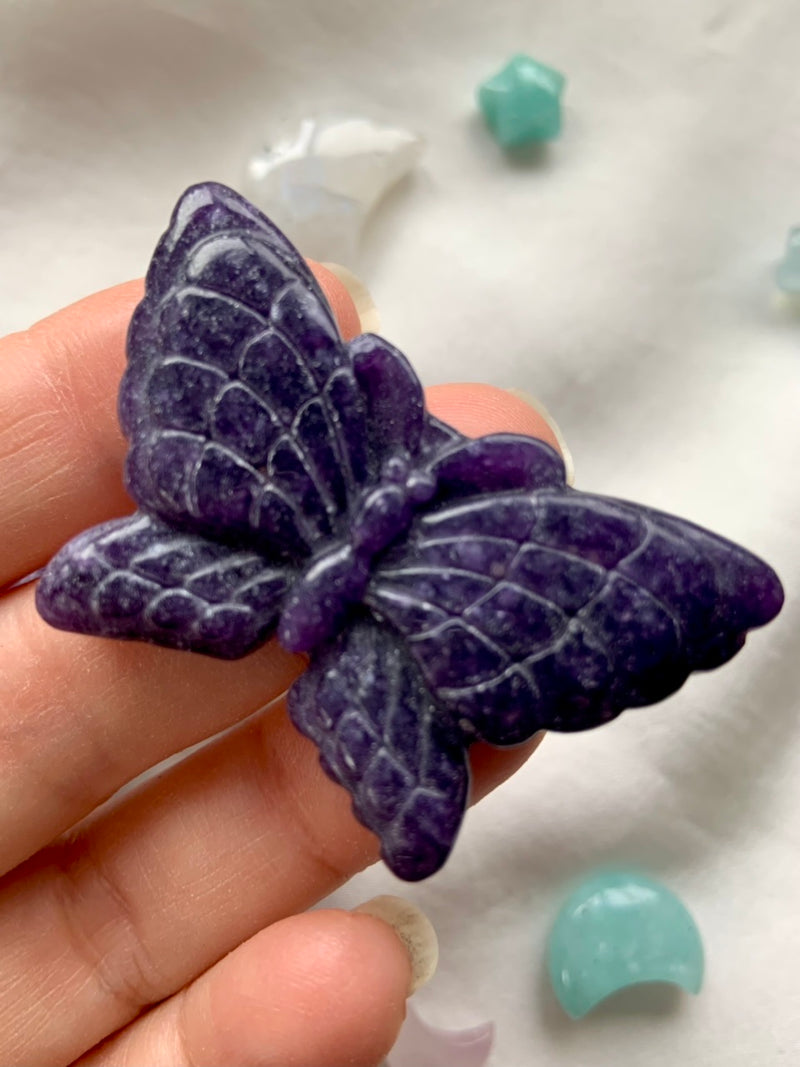 LEPIDOLITE BUTTERFLY ~ Hand-Carved Crystal Butterflies