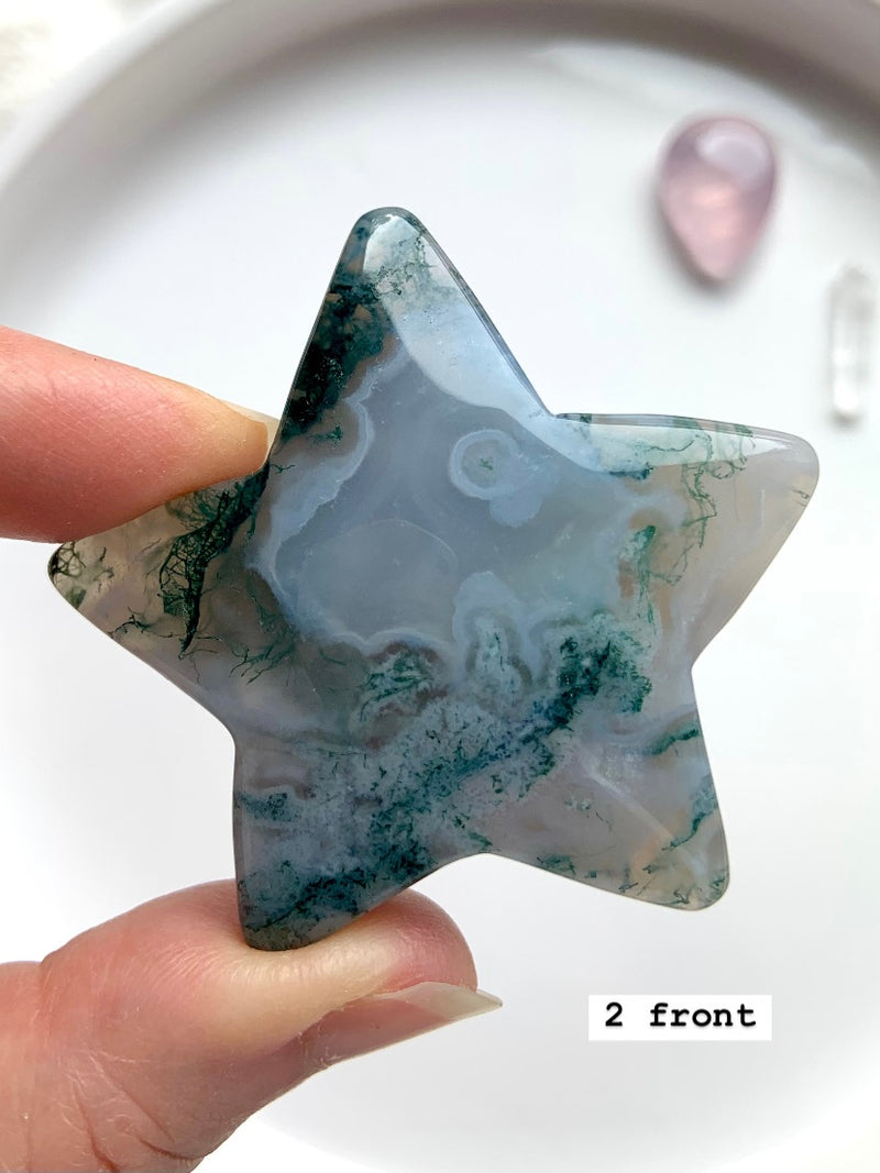 Chunky Moss Agate Stars