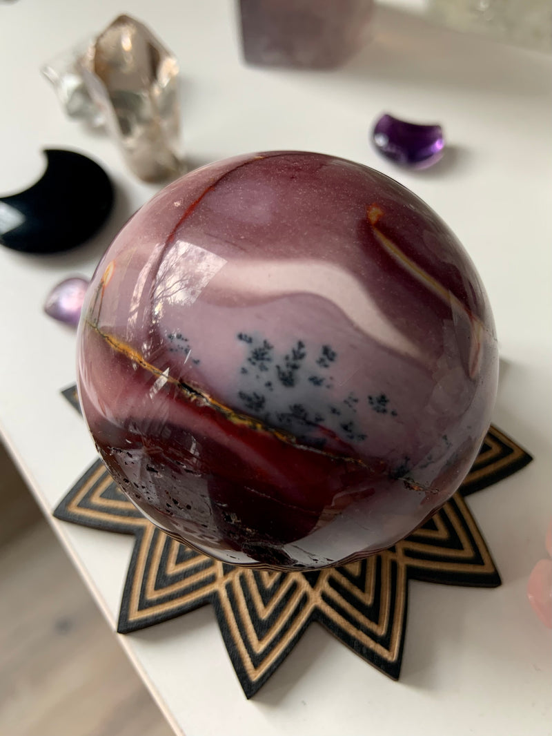 Purple Mookaite Jasper Sphere with Dendritic Inclusions