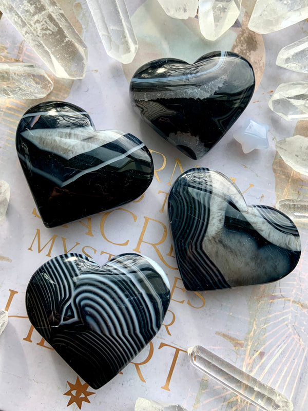 Black Sardonyx Hearts
