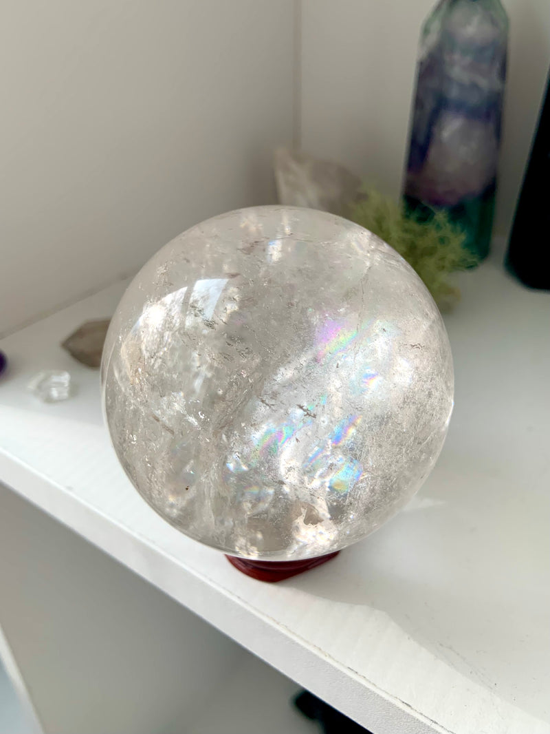 Clear Quartz Sphere Filled with Rainbows