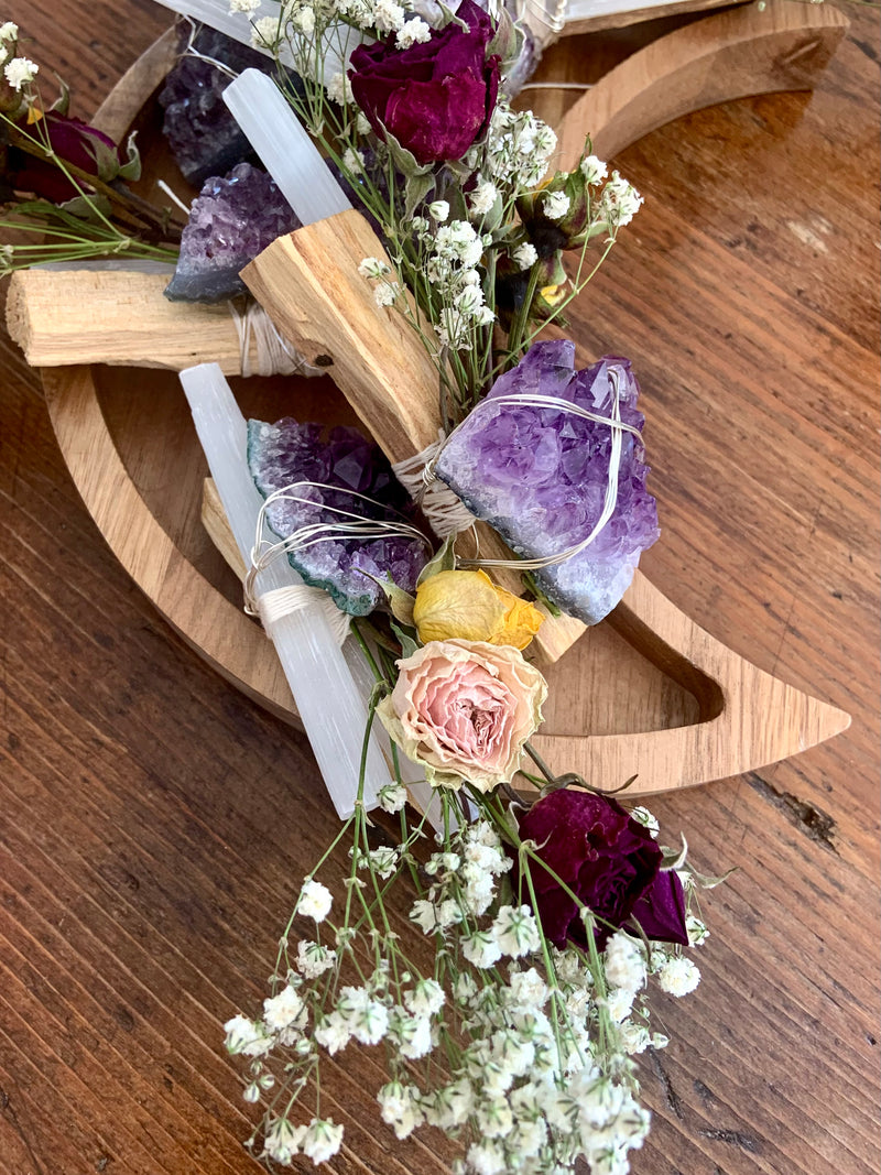 Amethyst, Selenite + Palo Santo Smudge Bouquet