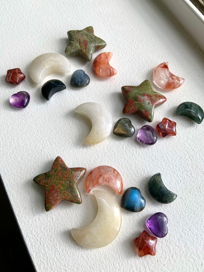 Colorful Crystal Moon, Star + Heart Crystal Confetti Set
