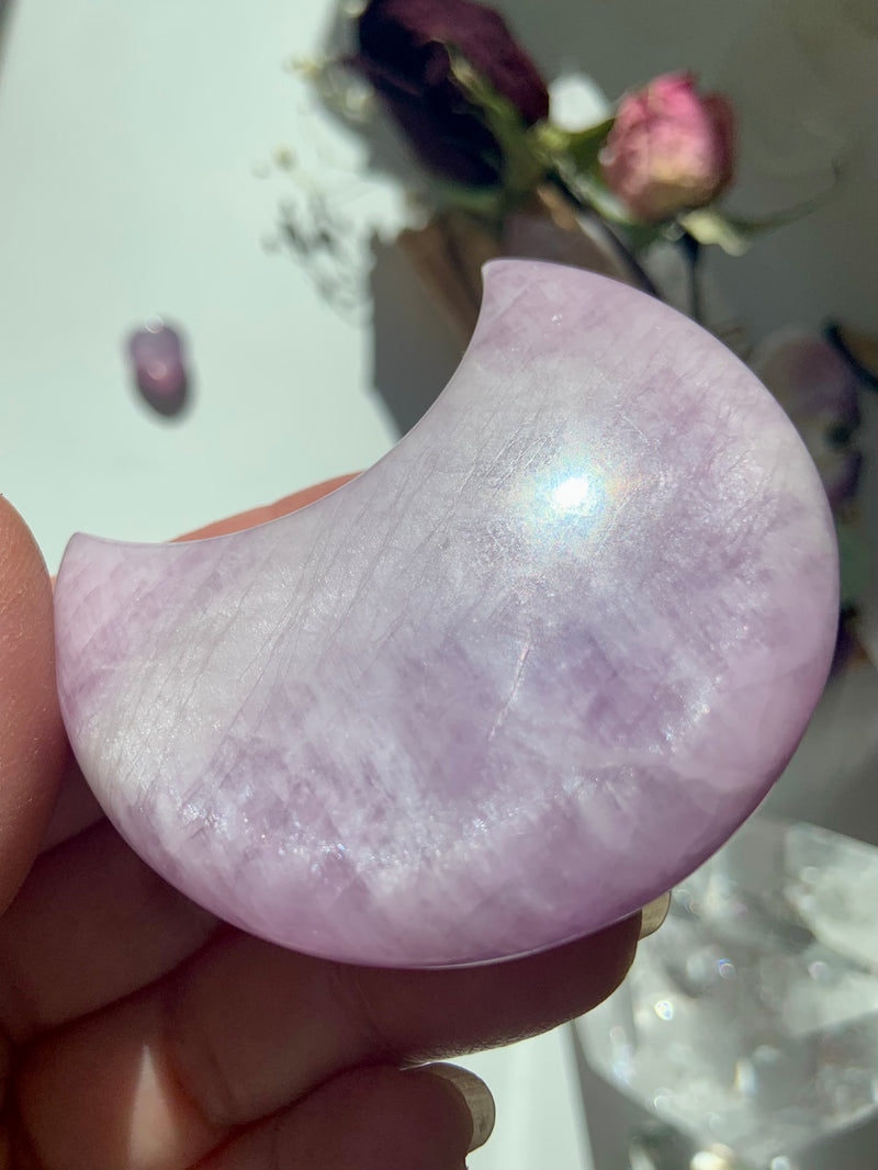 Big Shimmery Kunzite Crystal Moon