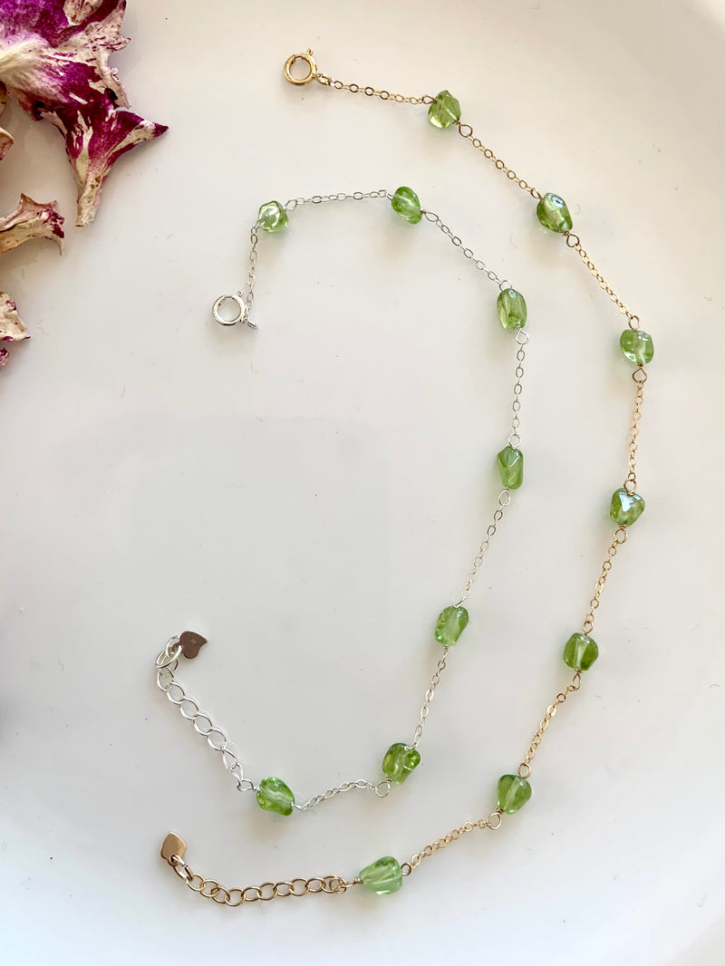 Dainty Peridot Satellite Bracelet