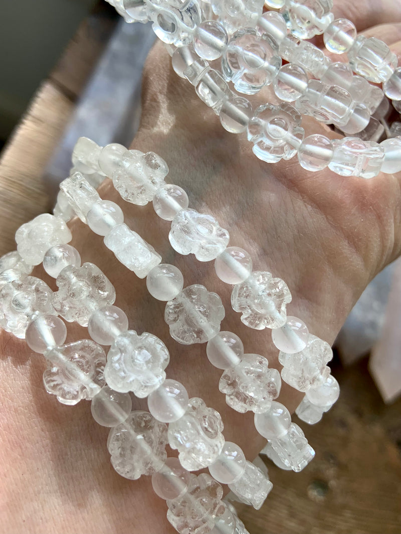 Clear Quartz Flower Bead Bracelets