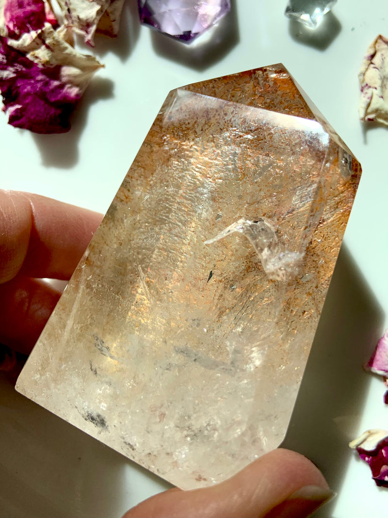 Hieroglyphic Hematoid Quartz Crystal with Dragon Inclusion