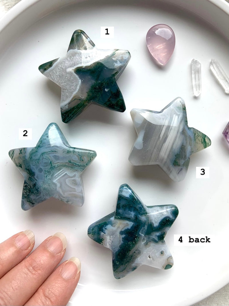 Chunky Moss Agate Stars