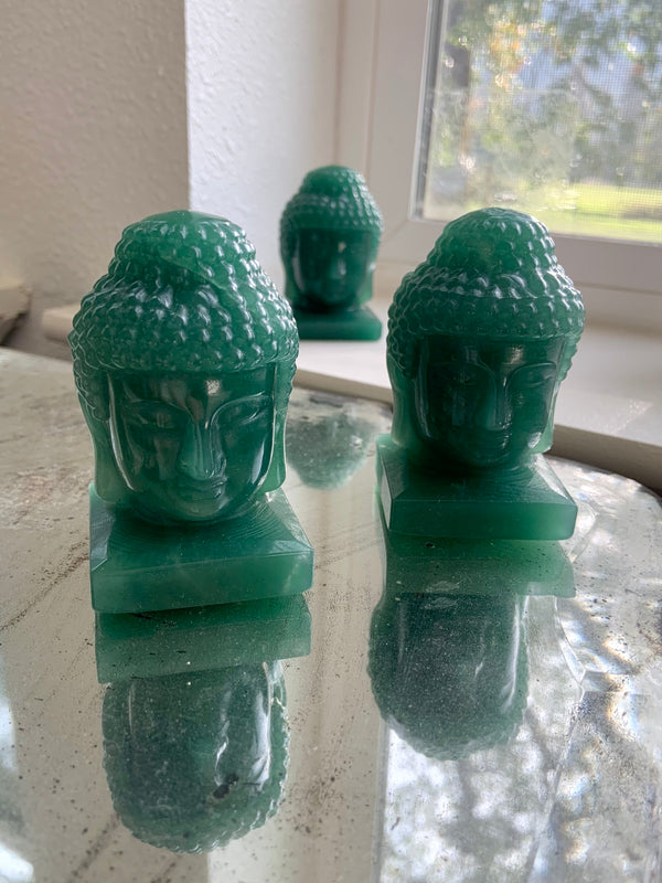 Green Aventurine Buddha Head Carving