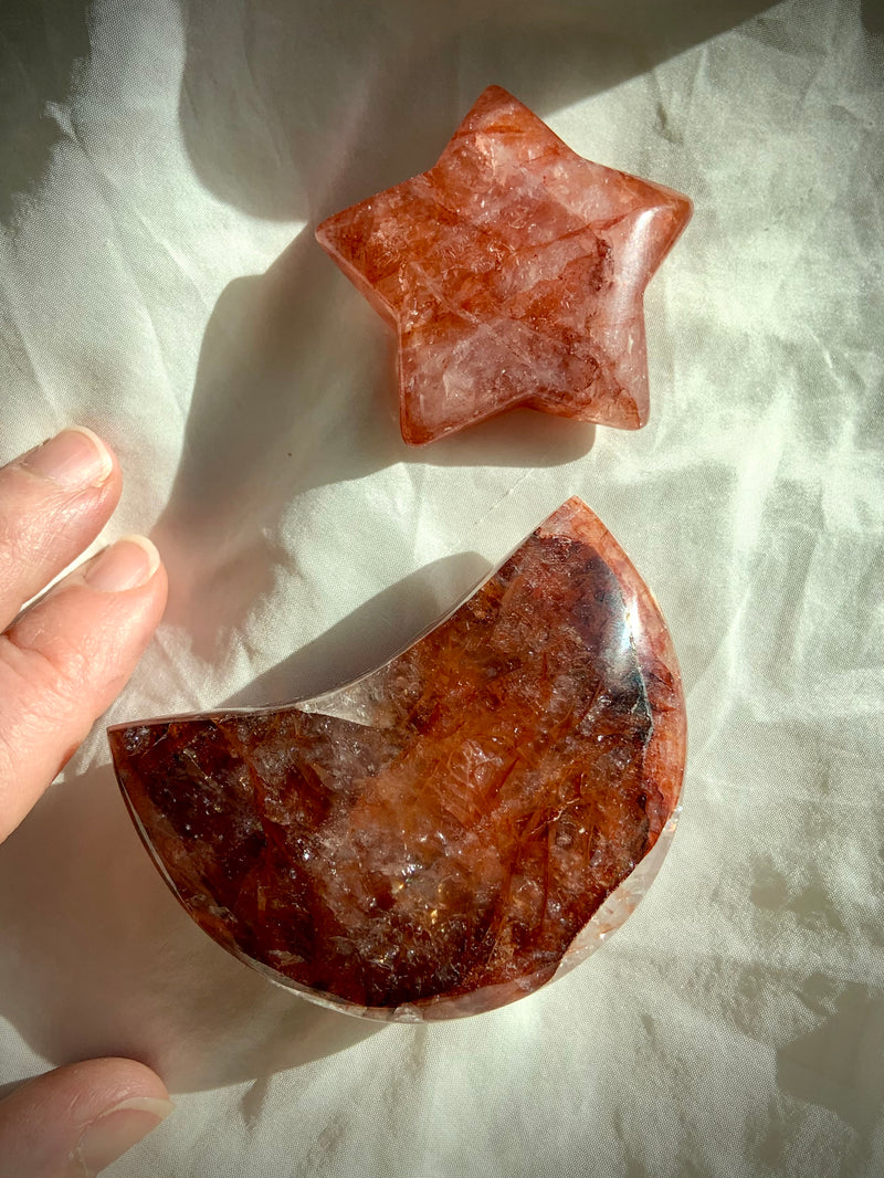 Fire Quartz Moon and Star Set