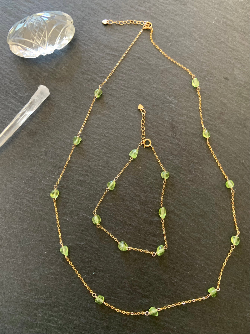 Dainty Peridot Crystal Jewelry Set