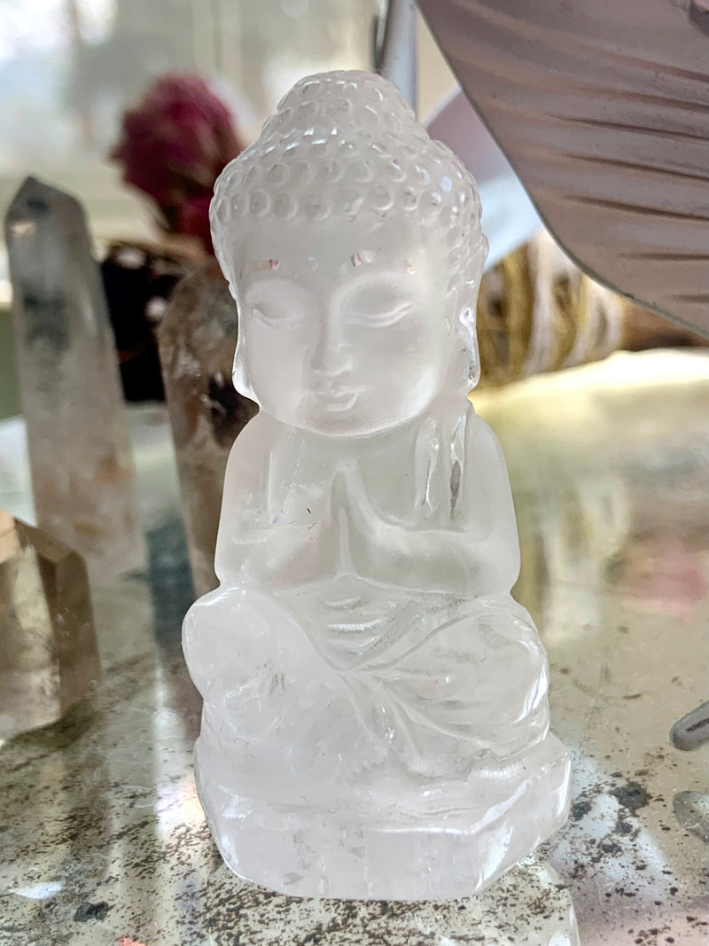 Clear Quartz Buddha Carving