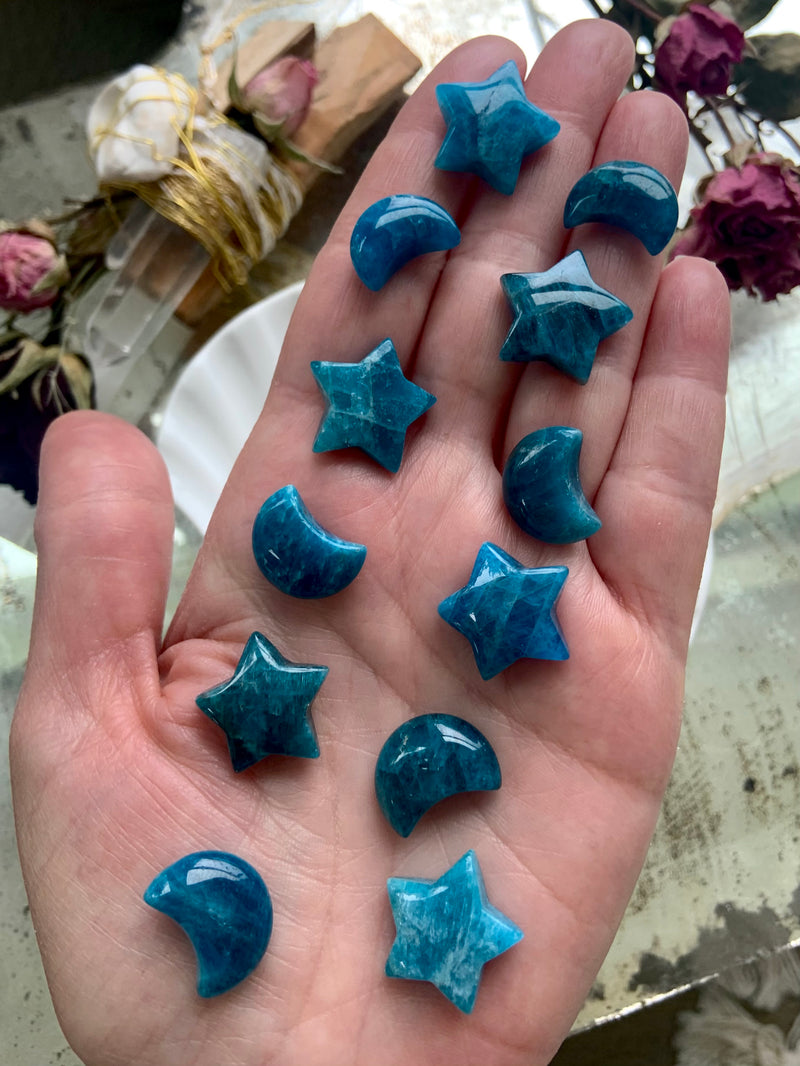 Blue Apatite Moon + Star Set
