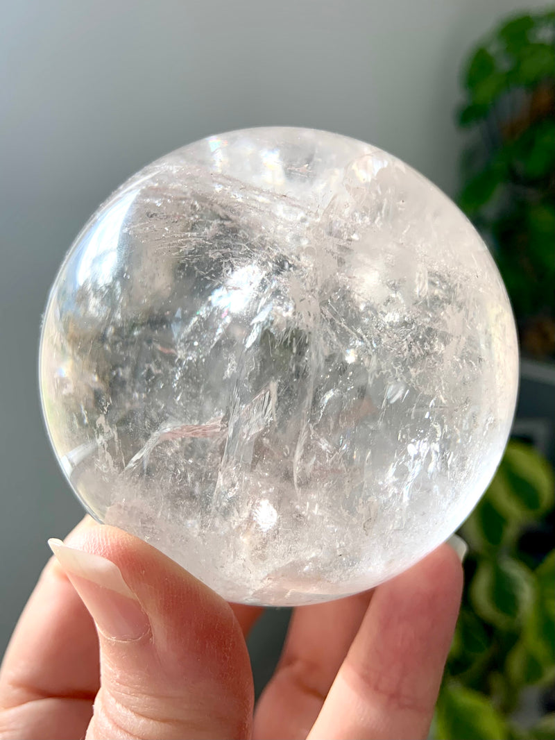 Clear Quartz Sphere Filled with Rainbows