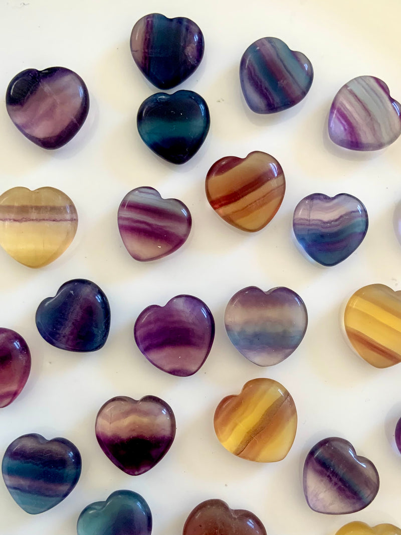 Small Rainbow Fluorite Hearts