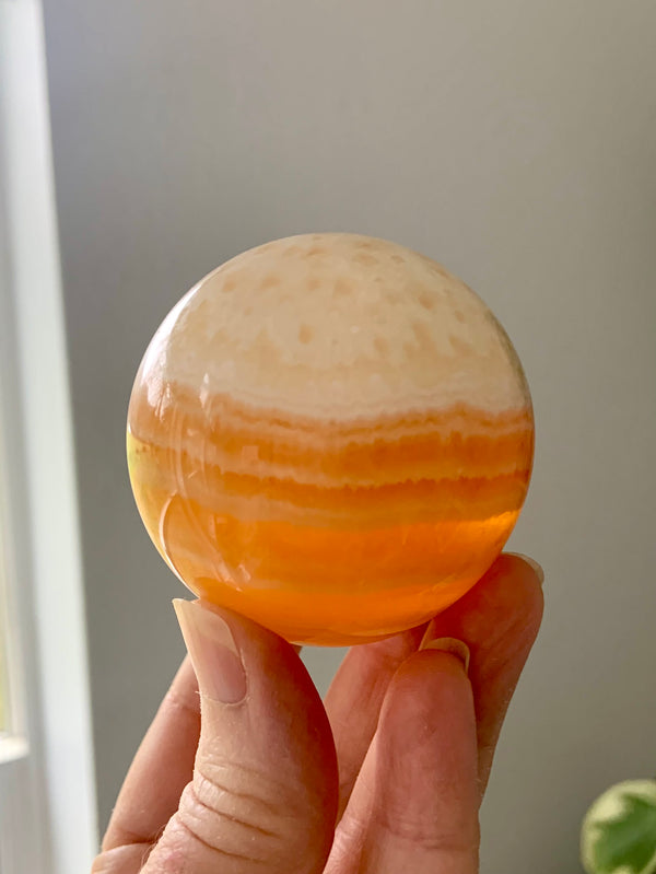 Banded Orange Calcite Sphere