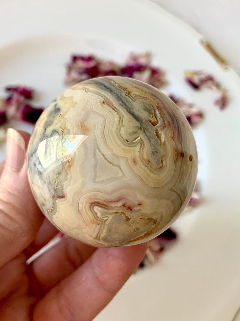 Crazy Lace Agate Sphere + Stand Set