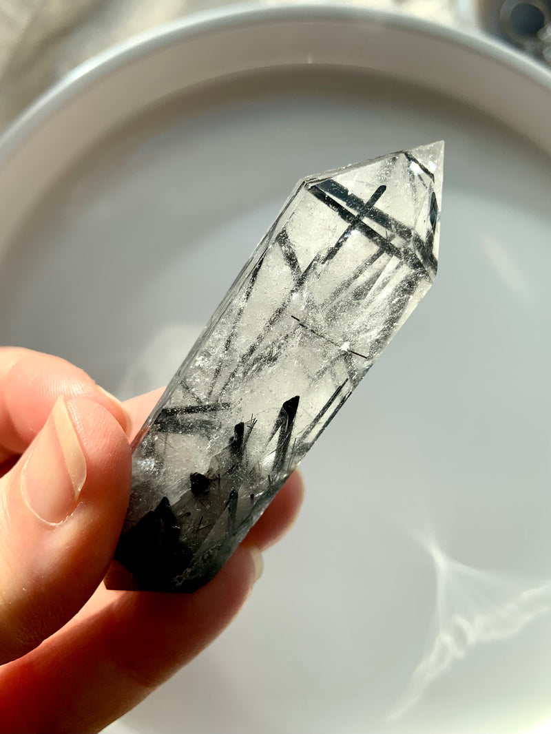 Dramatic Black Tourmaline in Quartz DT