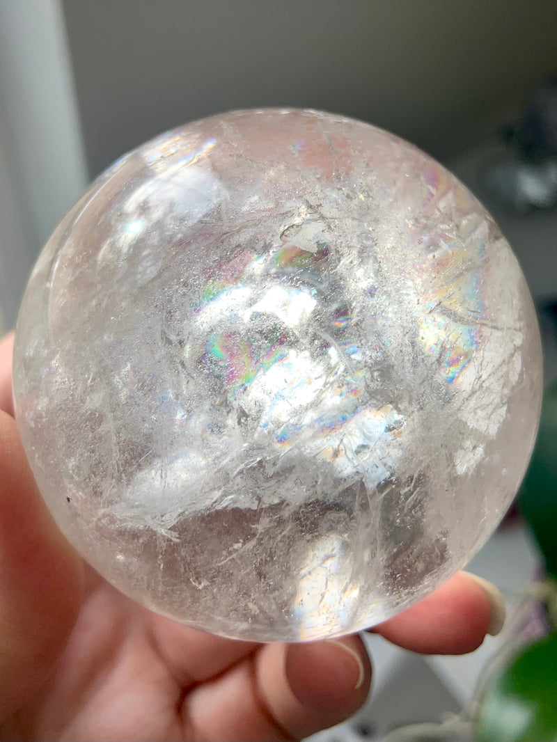 Clear Quartz Sphere Filled with Rainbows