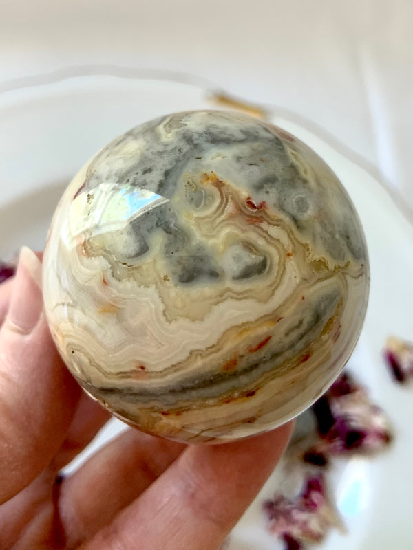 Crazy Lace Agate Sphere + Stand Set