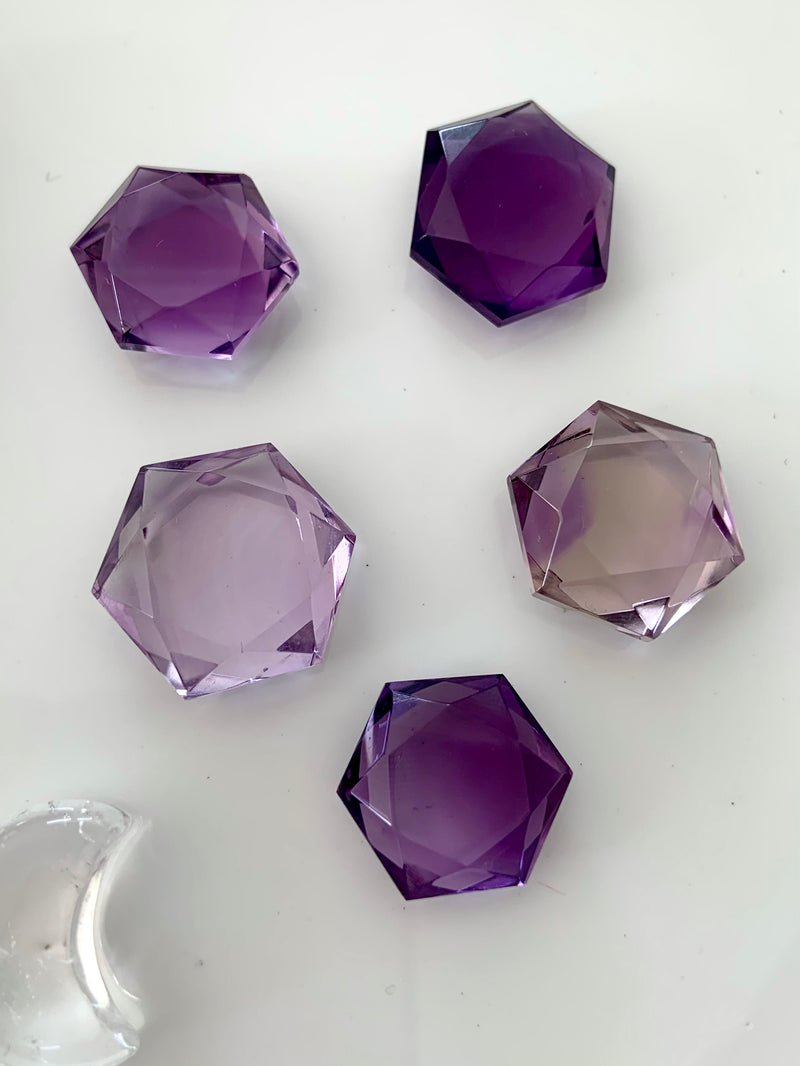 Mini Faceted Amethyst Hexagons