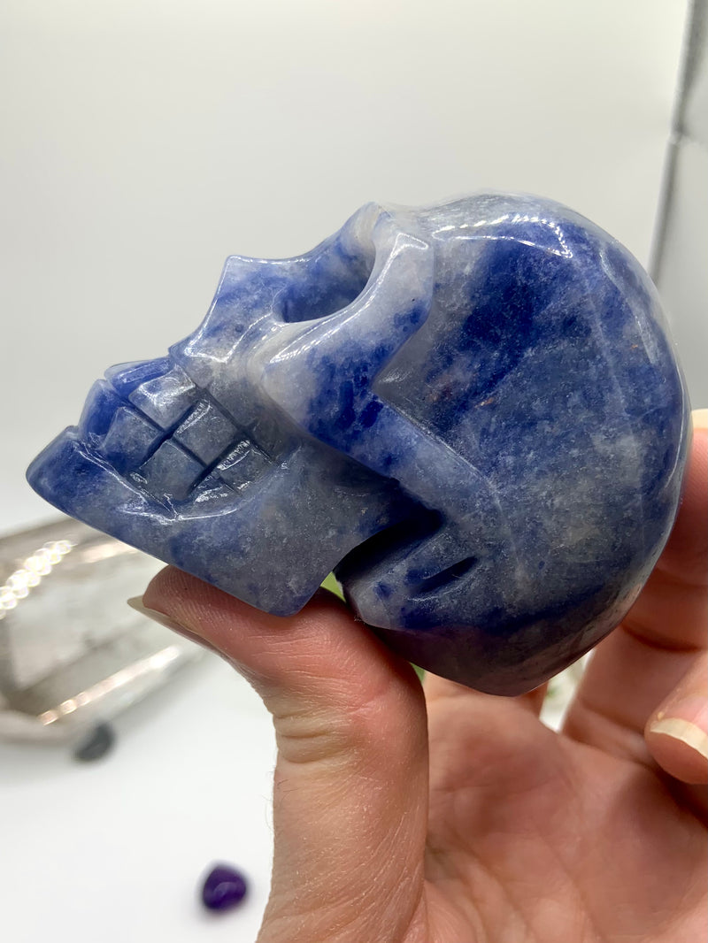Deep Blue Sodalite Crystal Skull
