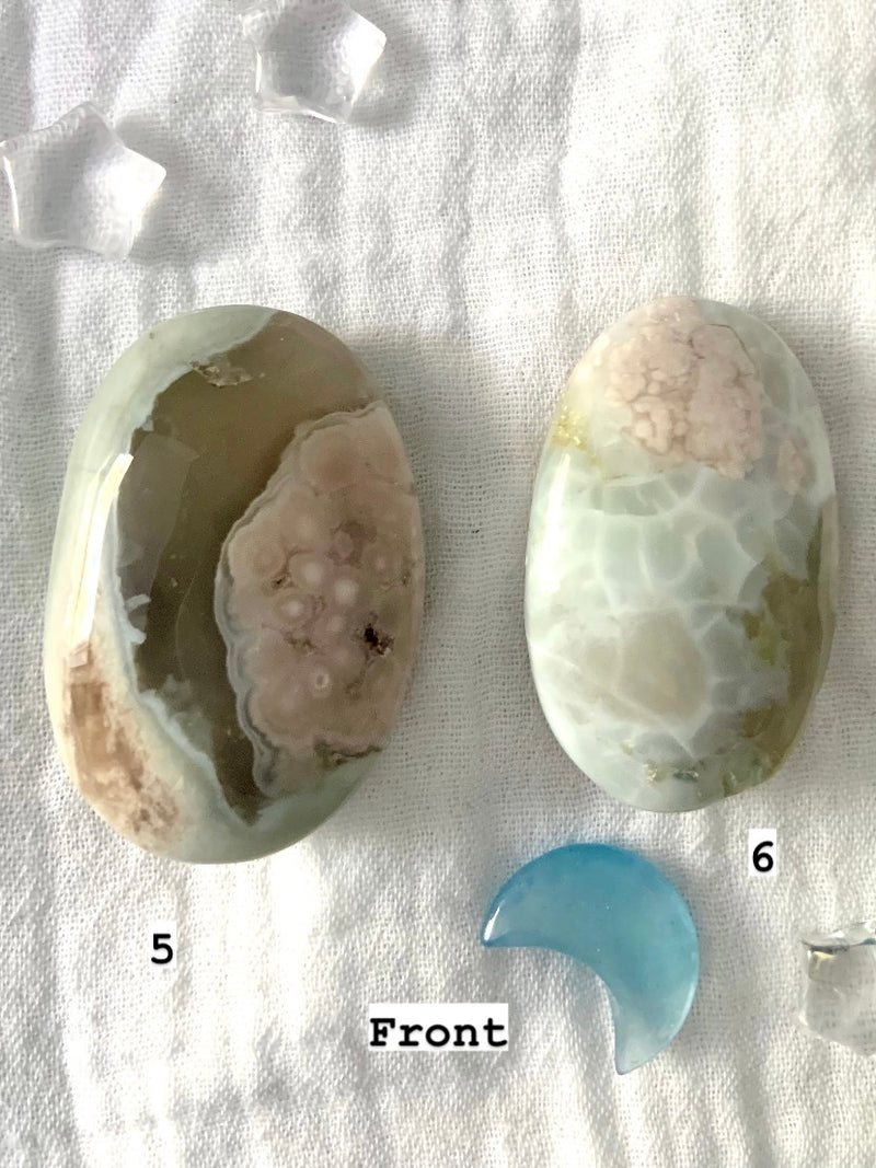 Rare Green Flower Agate Palm Stones