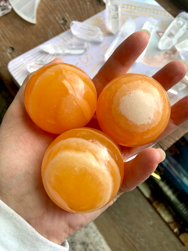 Sparkly Orange Calcite Spheres - You Pick!