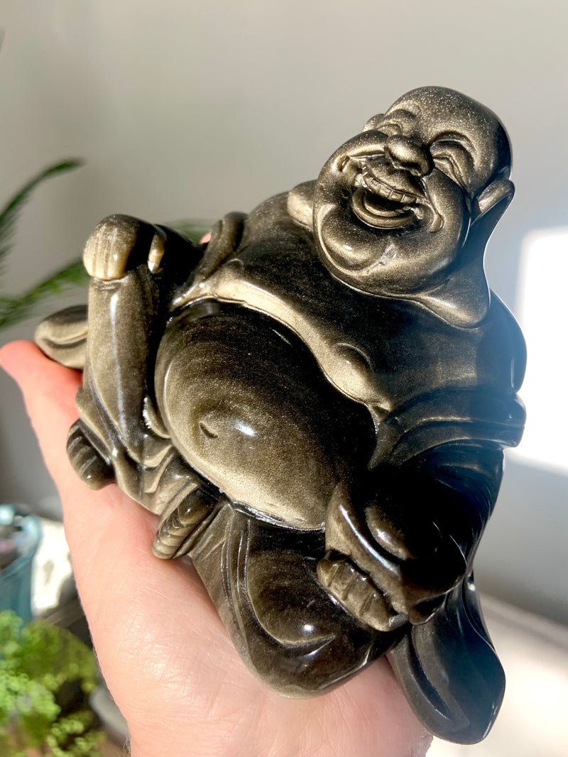 Golden Sheen Obsidian Happy Buddha