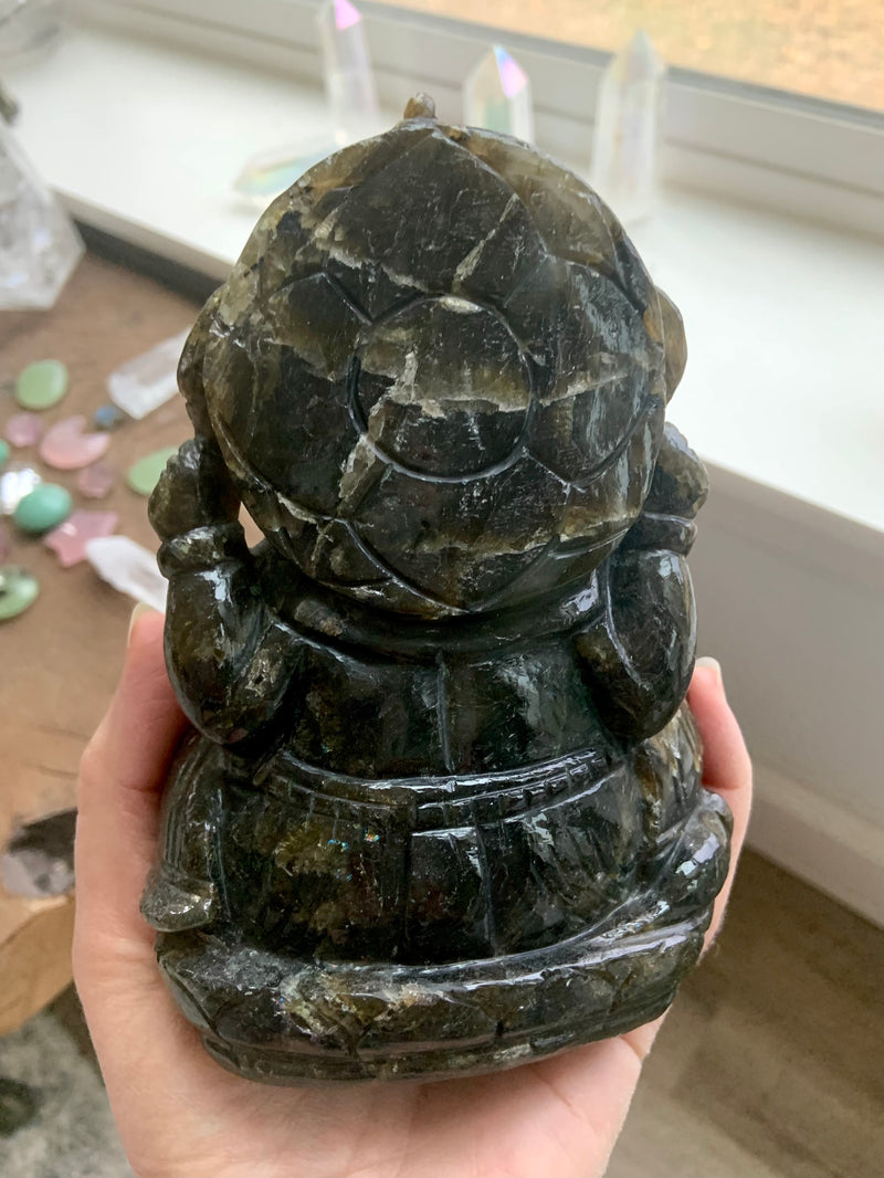 Hand-Carved Labradorite Ganesha