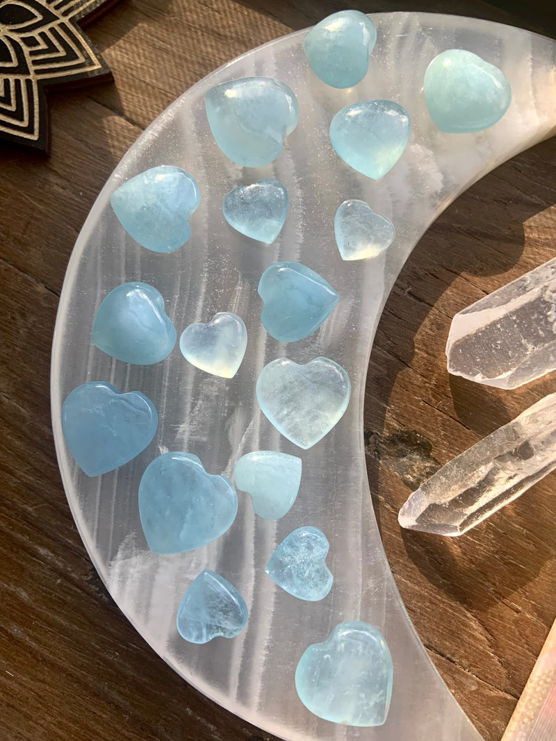 Aquamarine Crystal Hearts