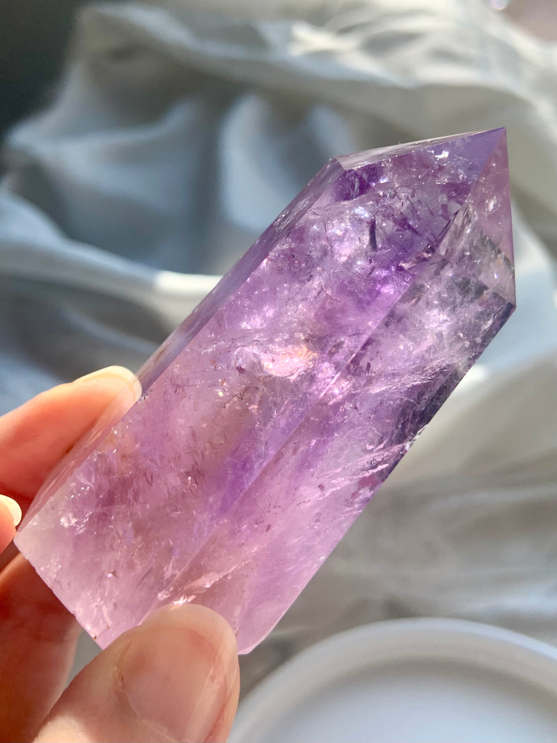 Smokey Amethyst Point with Golden Healer