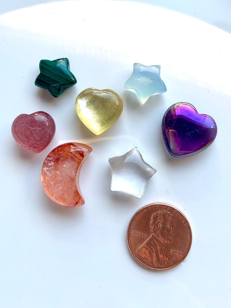 Rainbow Gems ~ Moons, Stars, and Hearts 7 Chakra Crystal Set