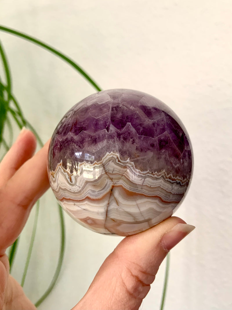 Mexican Lace Agate Amethyst Sphere