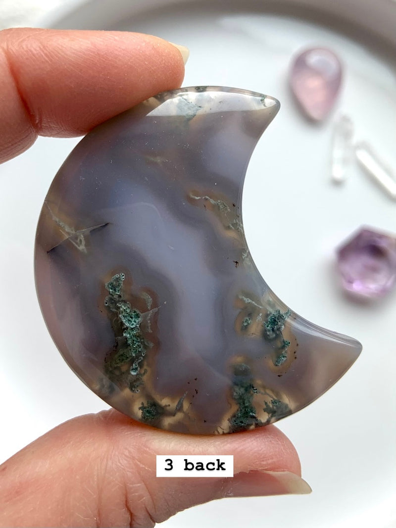 Chunky Moss Agate Moons