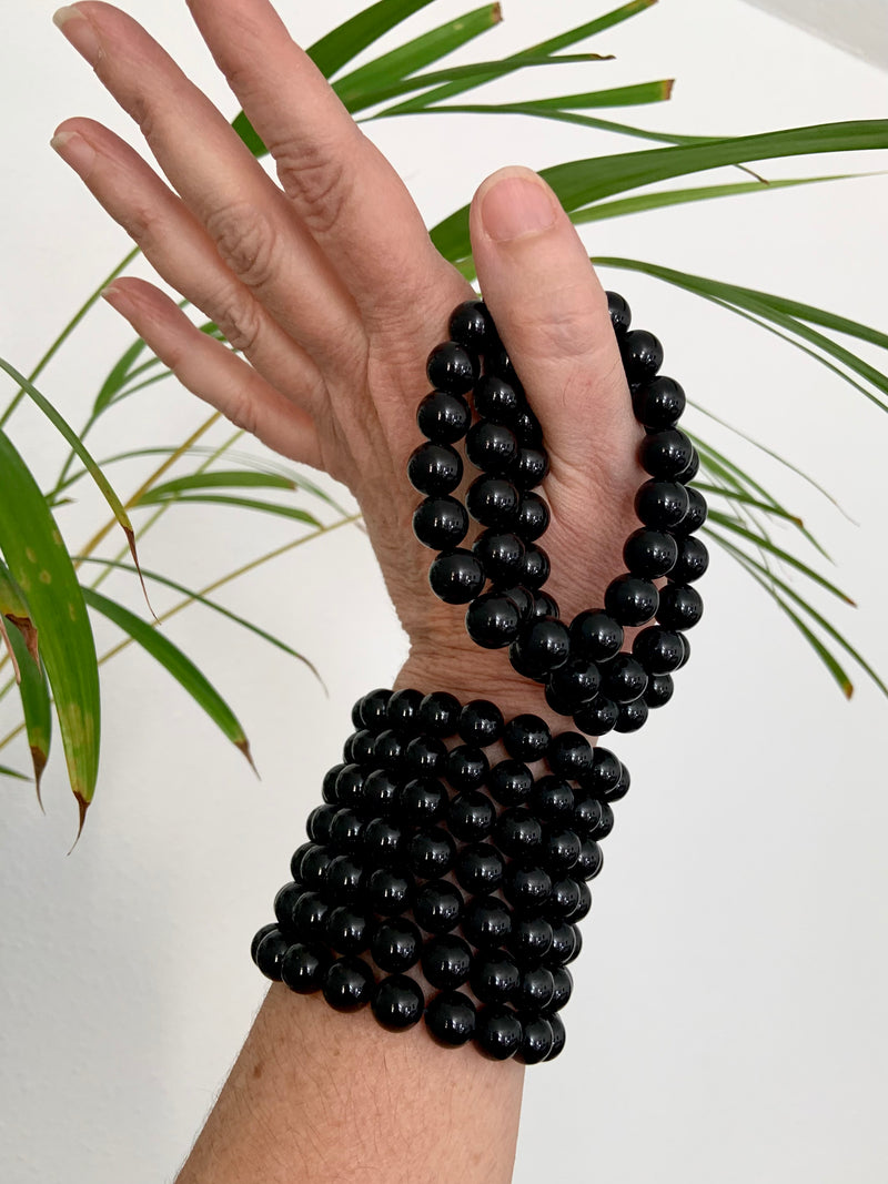 Black Tourmaline Bracelet, Black Tourmaline Bead Stackable Bracelet