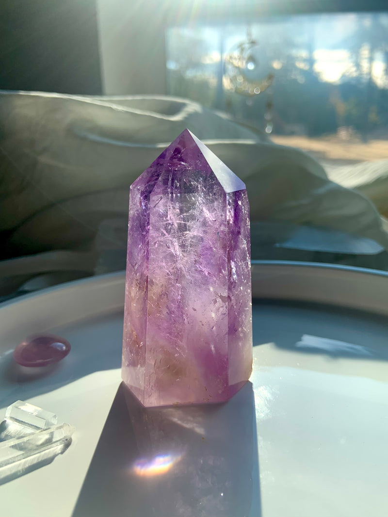 Smokey Amethyst Point with Golden Healer