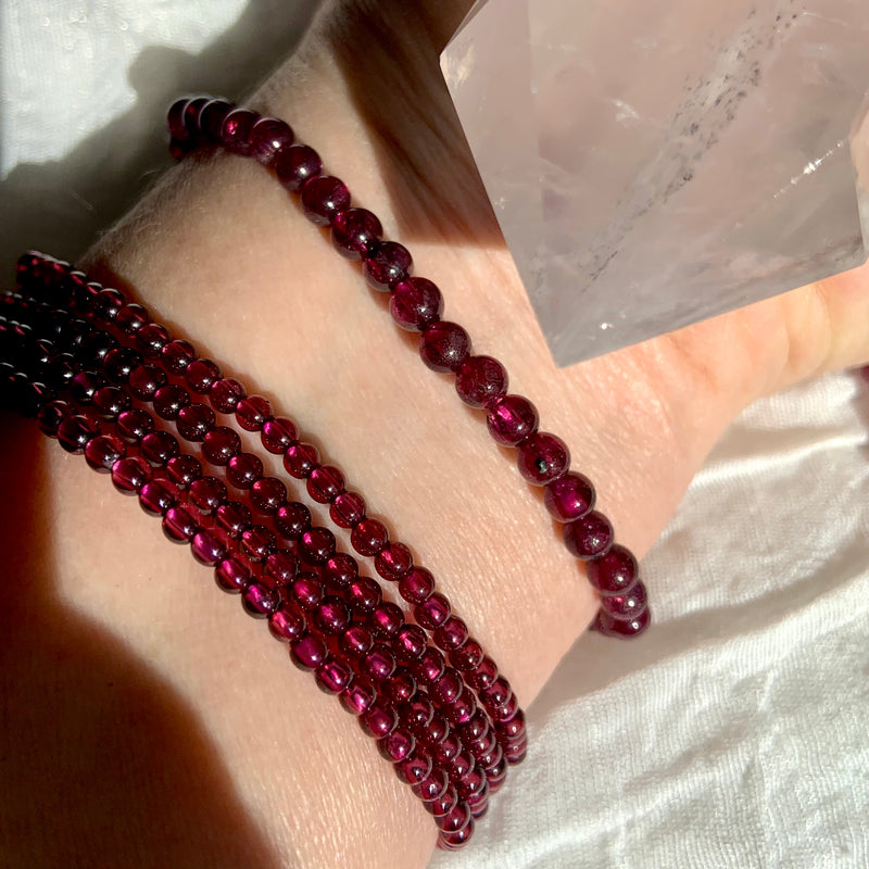Small Bead Red Garnet Stacking Bracelets