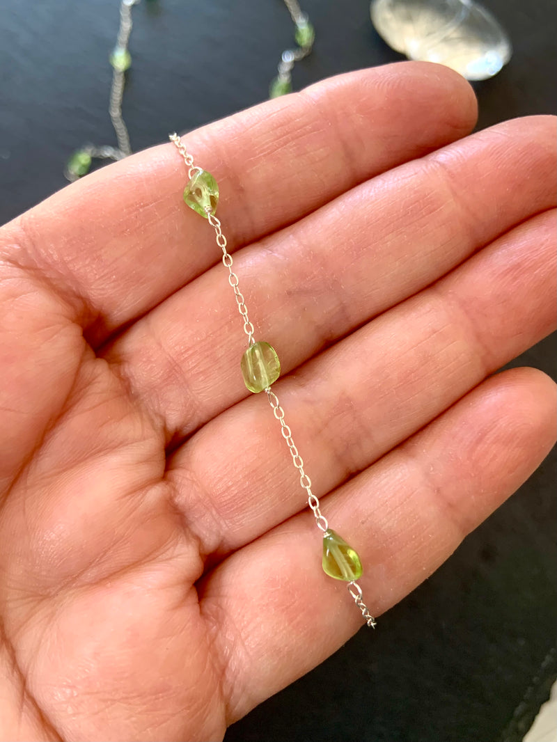 Dainty Peridot Satellite Bracelet