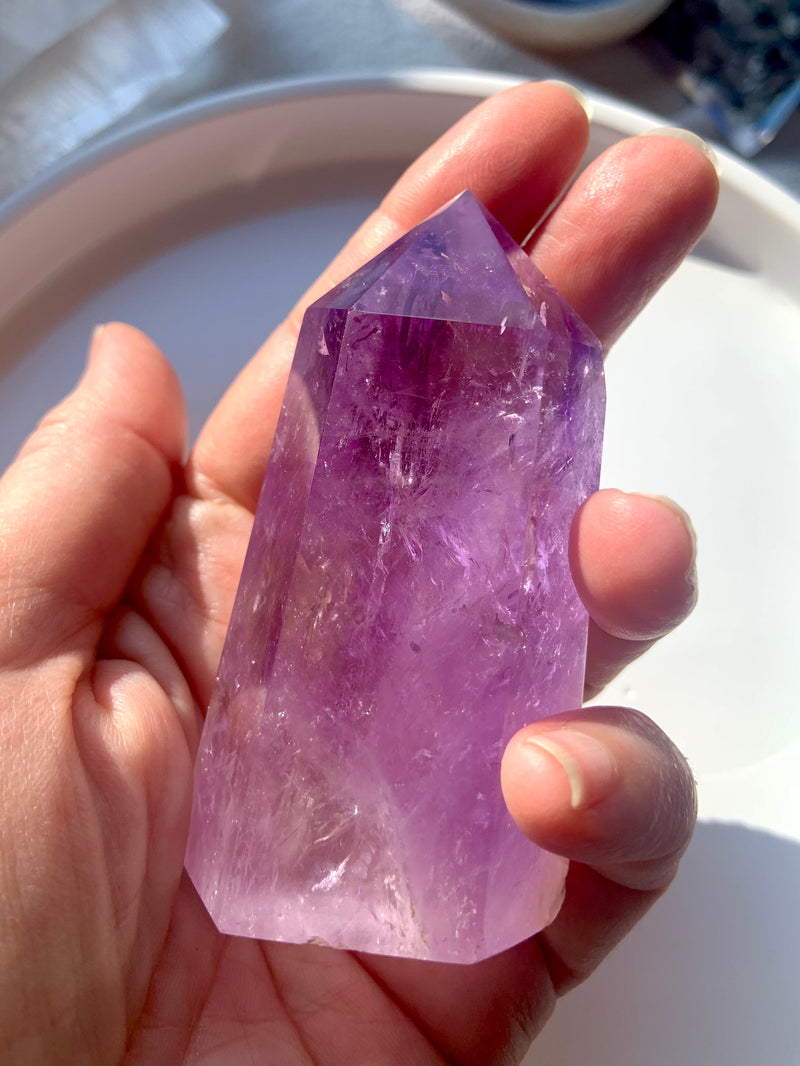 Smokey Amethyst Point with Golden Healer