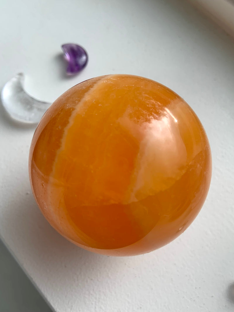 Orange Calcite Sphere with Stand