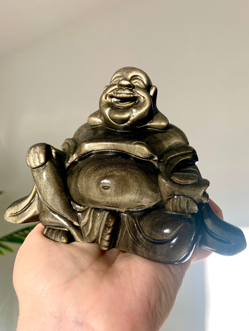 Golden Sheen Obsidian Happy Buddha