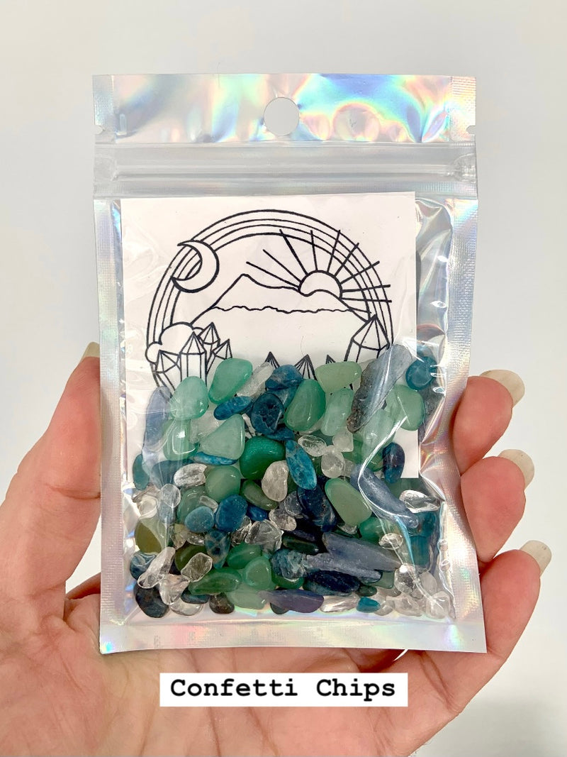 Show the packaging for the Mermaid Crystal Confetti Mix 